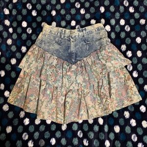 VTG CENTZ 80s Layered Floral Demin Skirt Halloween